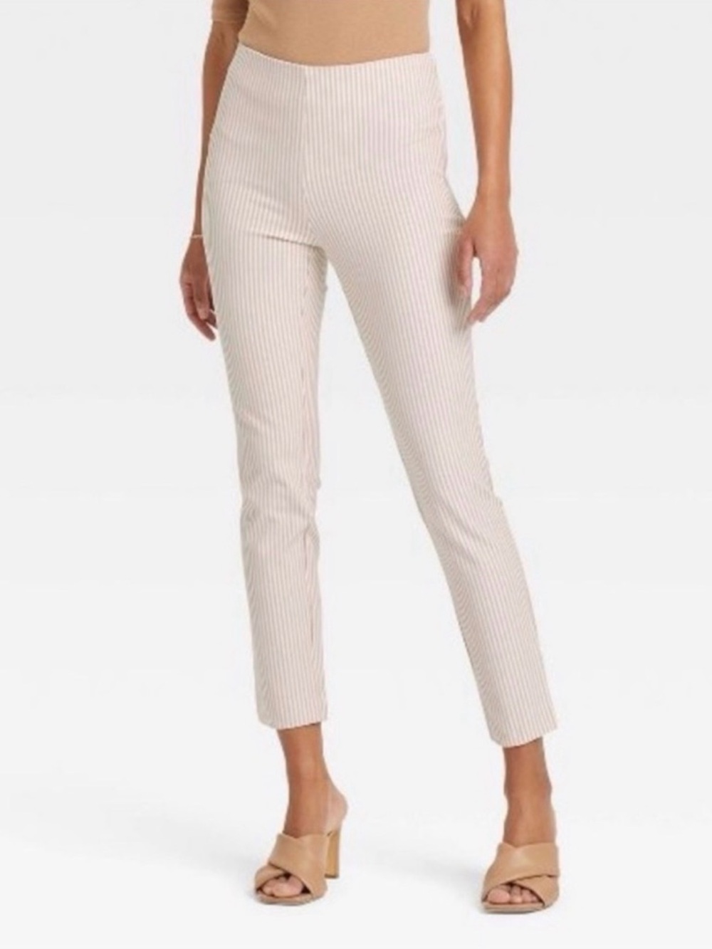 A NEW DAY Skinny Ankle High-Rise Tan/White Pants Sz 14 NWT